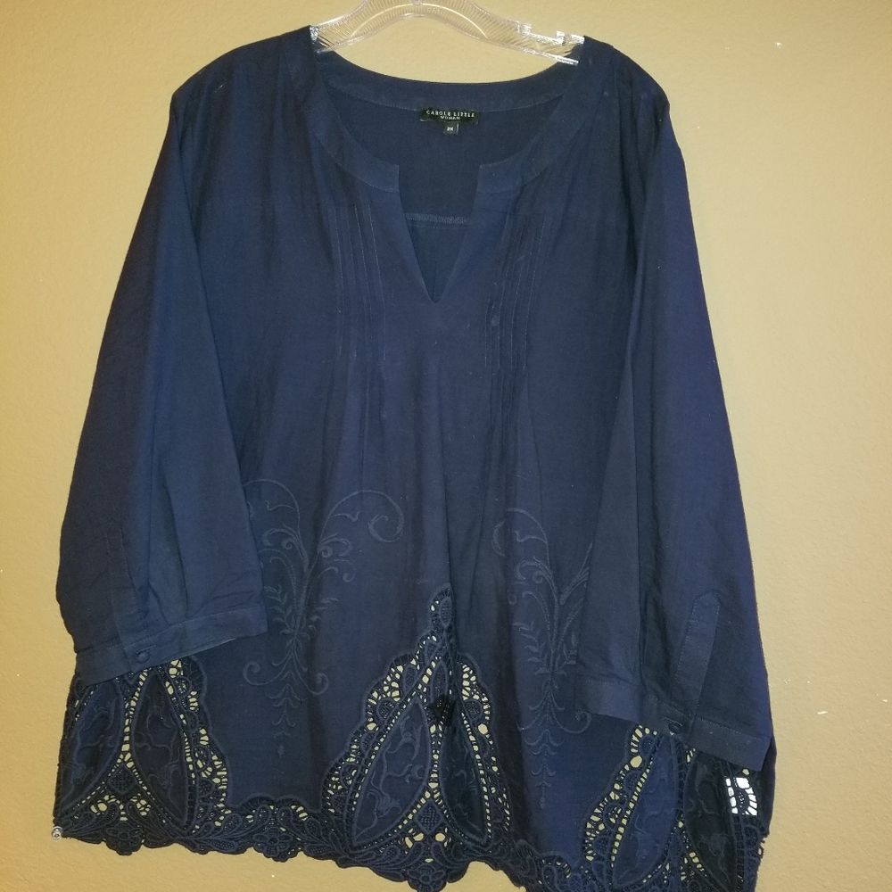 Carol Little Navy Eyelet Blouse